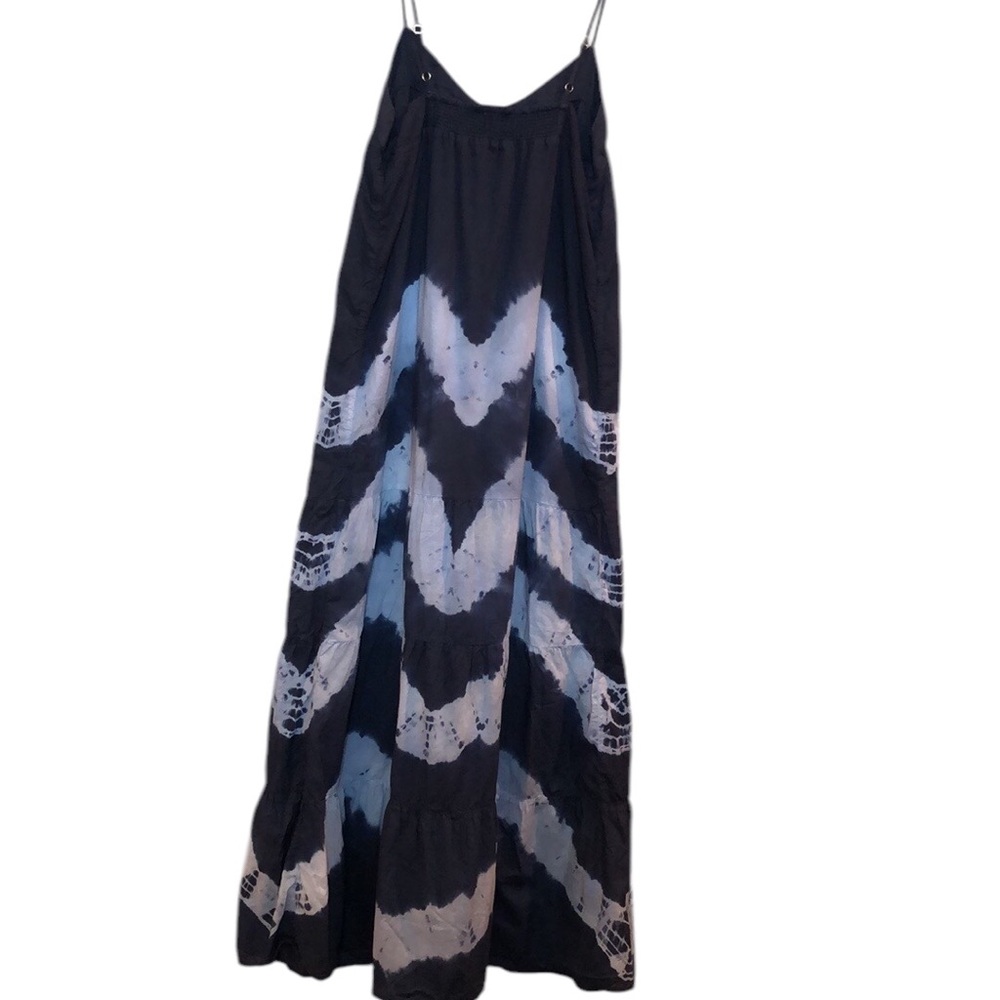 Lucky Brand blue Tie-Dye Maxi Dress tiered cotton size Small - Picture 3 of 10